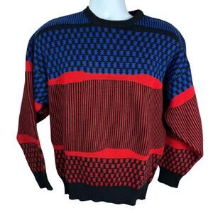 Farentino pure new wool sweater size Small made in Australia Red and blue